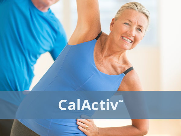 CalActiv woman exercising with CalActiv text written overlay