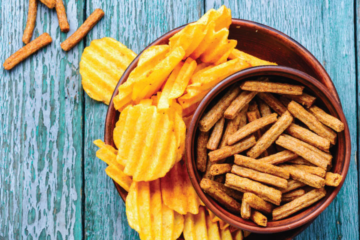 chips and crisps on a plate