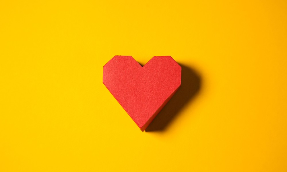 Heart on a yellow background