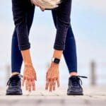 Elderly woman stretching