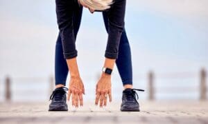 Elderly woman stretching